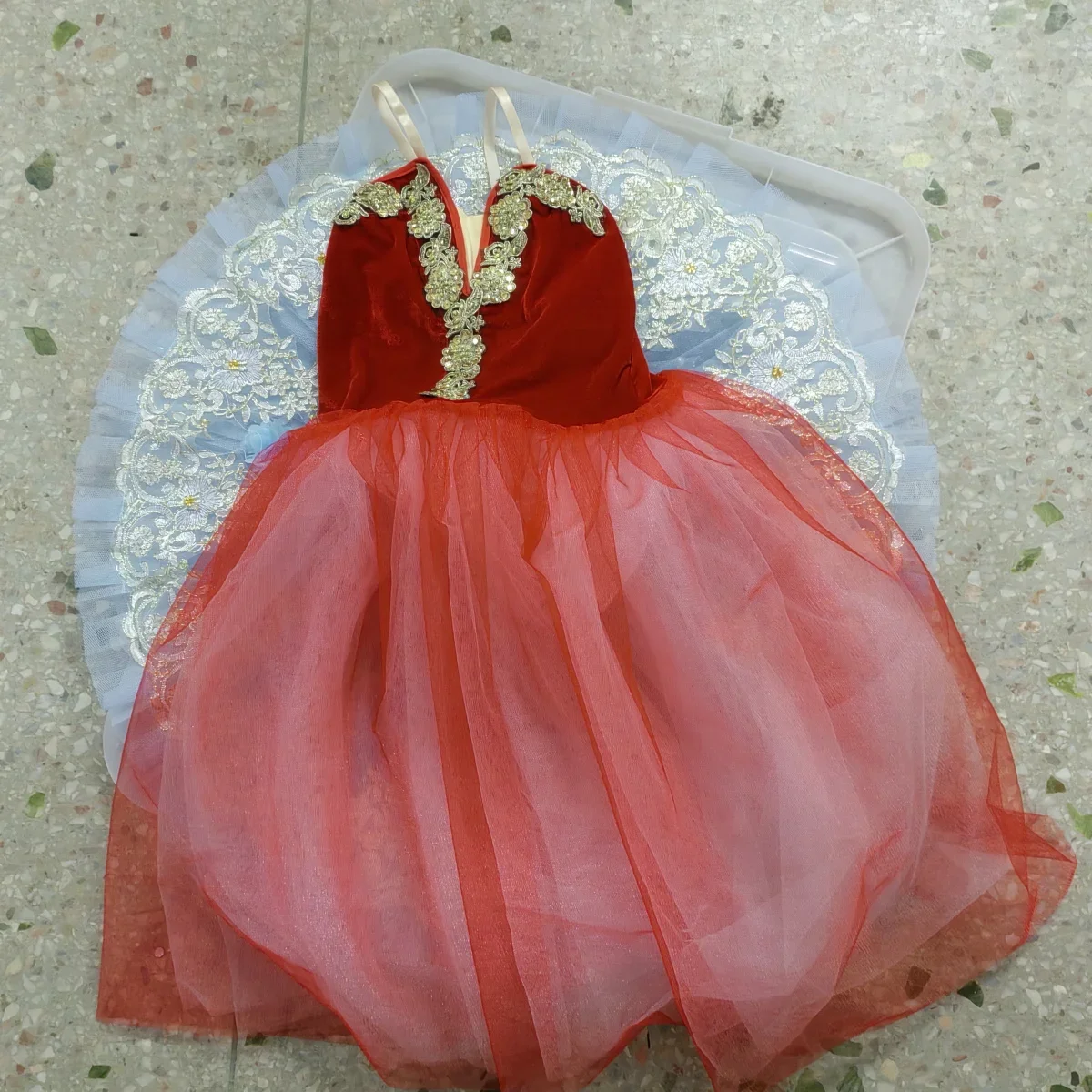 Robe Tutu de Ballet Longue Rouge pour Fille, Jupe FzLake, Costume de Performance Professionnelle, Éducatif