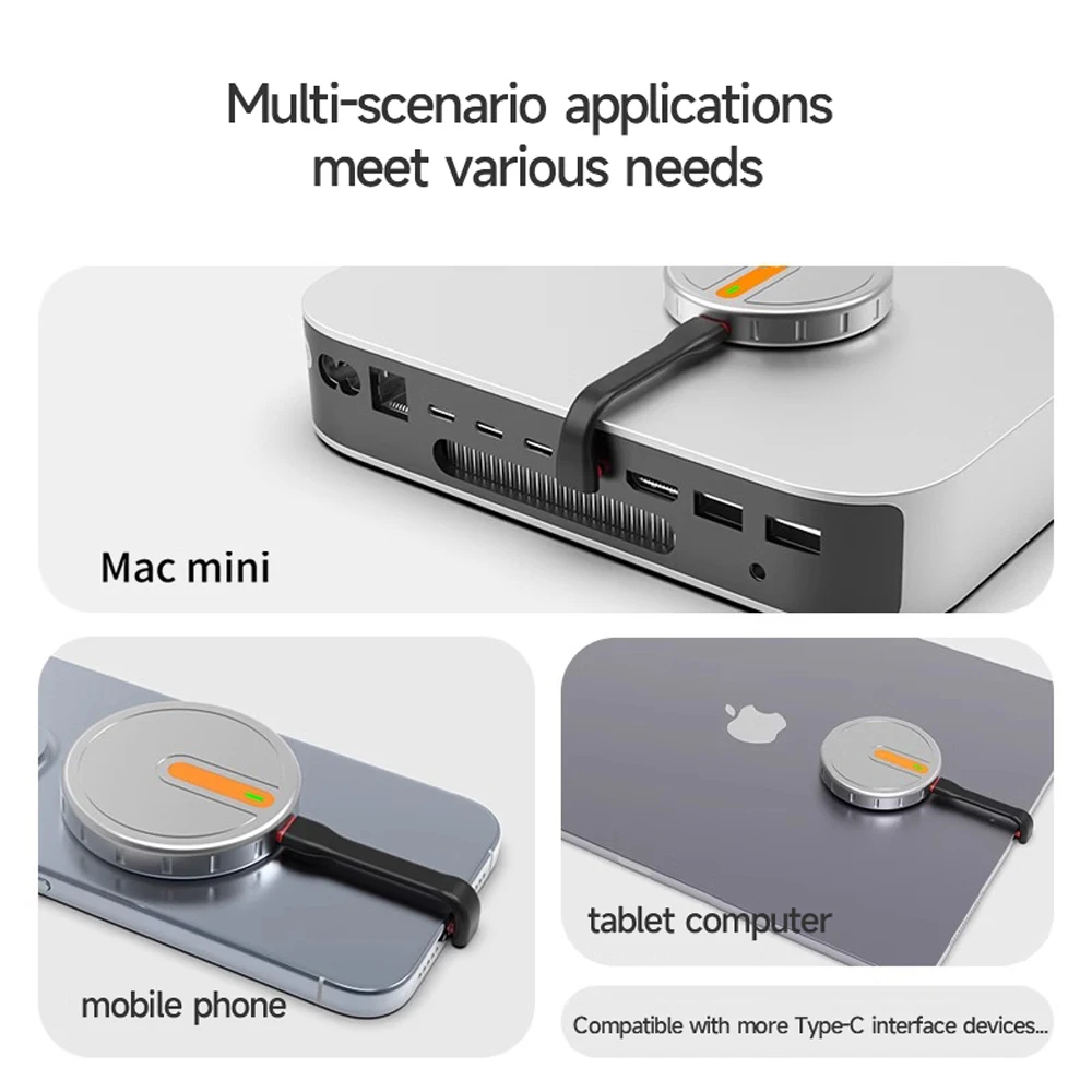 Auiu Dual-Head Type-c Data Cable Transmission Line USB4 Full-Function 40G Flat Cable External Elbow PD240W