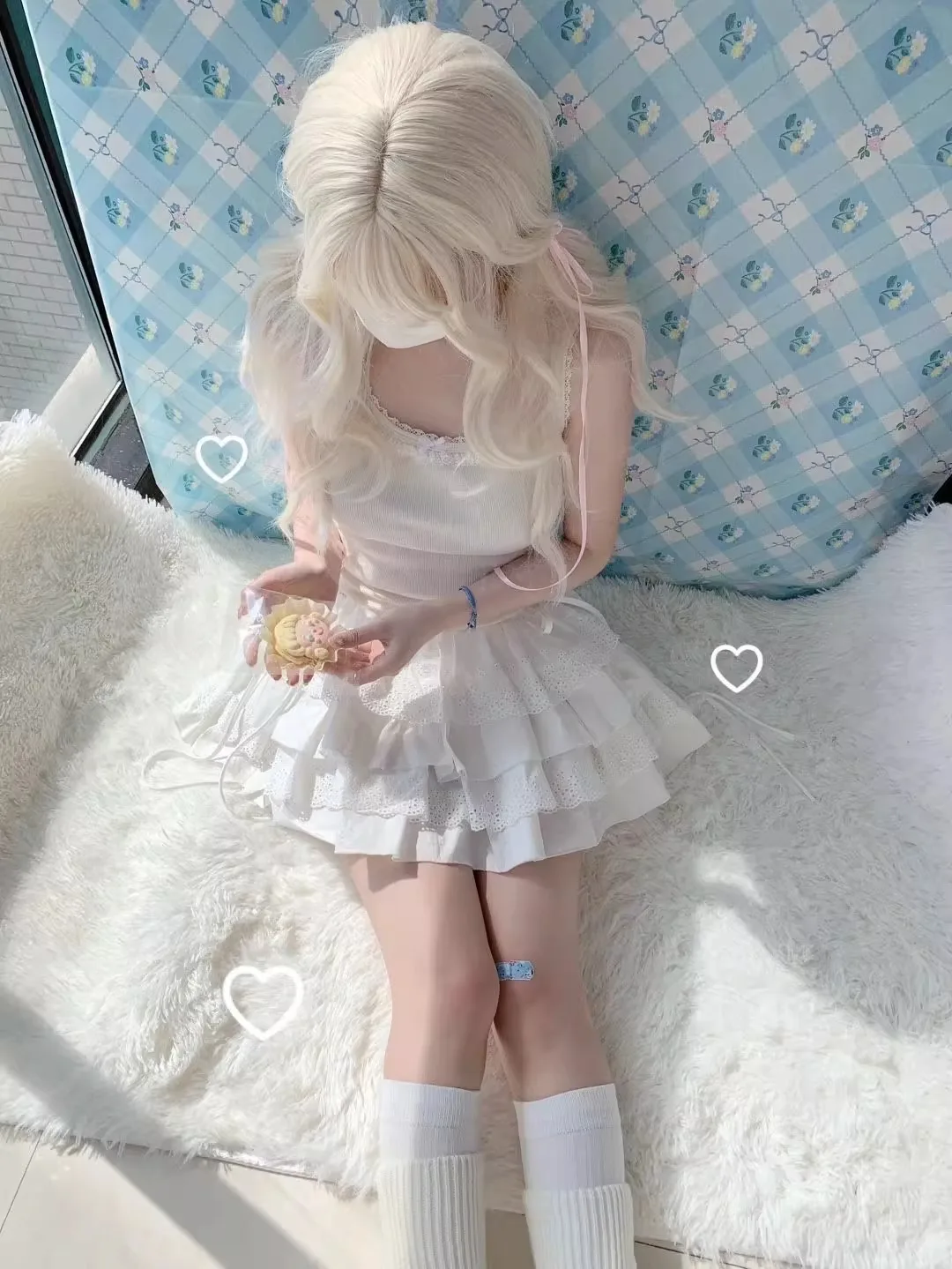 Mini vestido feminino de lolita japonesa, balé, plissado, branco, saia de bolo, saia verão, minissaia arco, festa de renda, verão, 2024