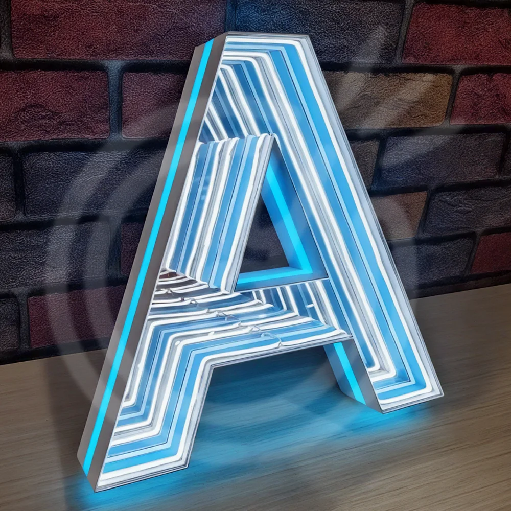 Benutzerdefinierte 3D LED Infinity Spiegel Zeichen Kanal Buchstaben personalisierte Spiegel Wand Business Outdoor Indoor Dekoration für Bar Salon