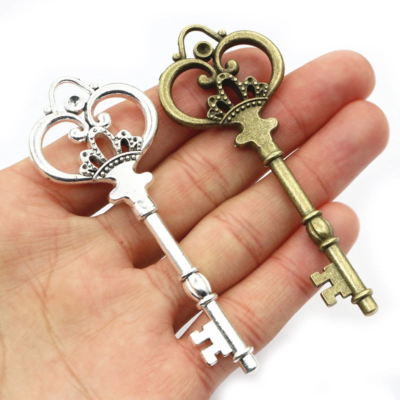 84x33mm 1pcs Antique Bronze Silver Plated Key Handmade Charms Pendant:DIY for bracelet necklace