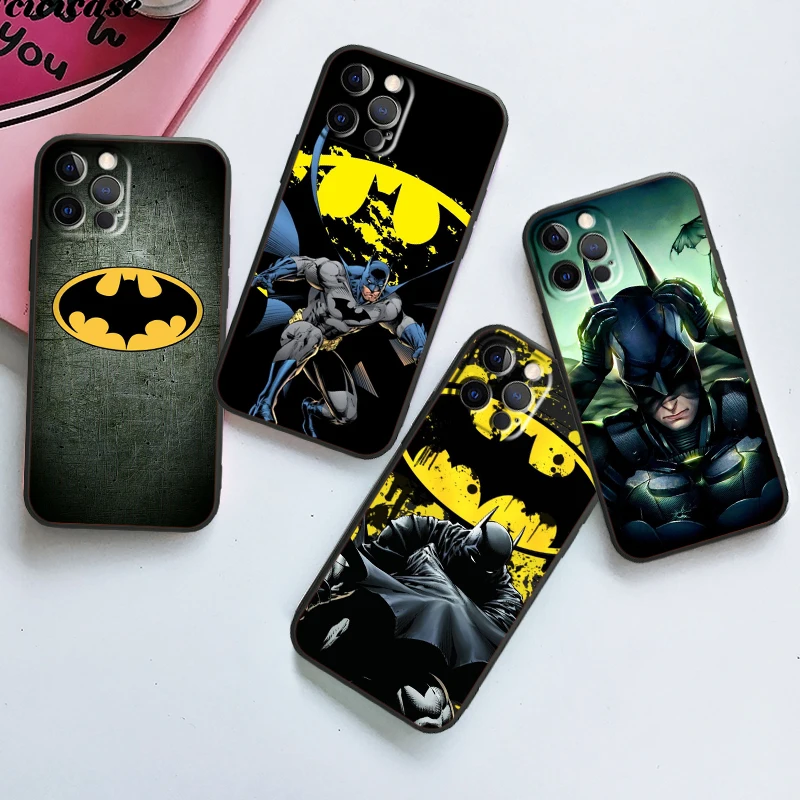 B-Batmanes Art Cool For iPhone 15 14 13 12 11 XS XR X 8 7 SE Pro Max Plus Mini Black Soft Phone Case