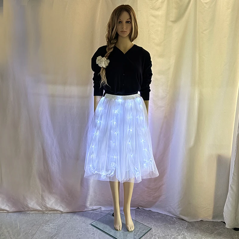 Witte lichtgevende rok Oplichtende dansrok ballet tutu dansrok Elektronisch licht danskostuum voor rekwisieten op het podium