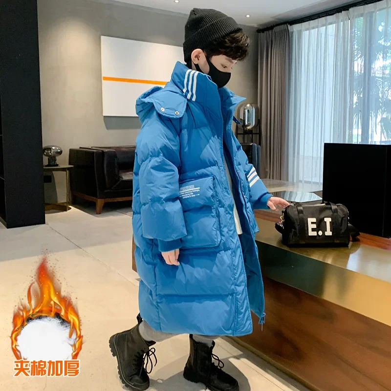 

Men's long cotton jacket for winter, big children's new winter thick and warm cotton jacket for children's fashion