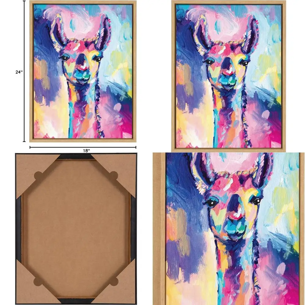 

Rachel Christopoulos' Modern Abstract Llama Art, 18x24, Natural Framed Canvas