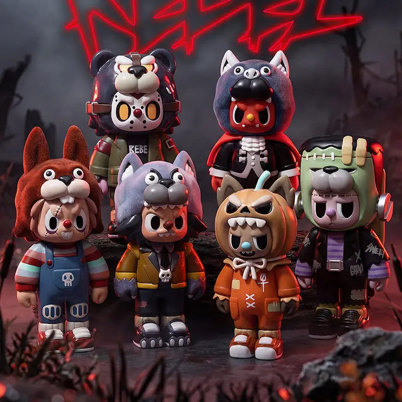 

Rebel Bear Monster Series Trendy Blind Box Dark Horror Style Flocked Action Figures Desktop Ornaments Collectible Toys Gift