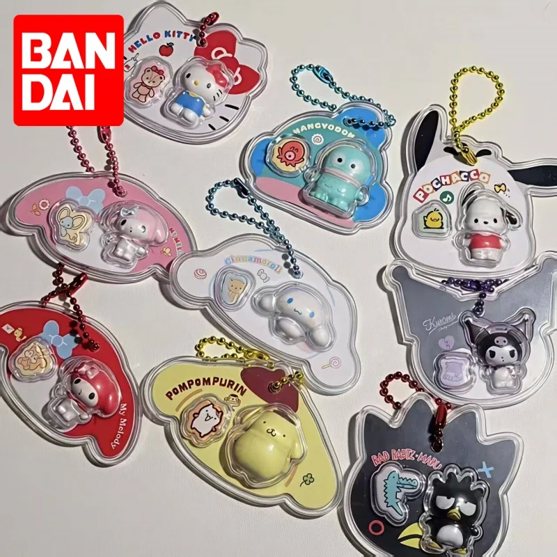 Genuine Bandai Cute Food Toy Mini Hanging Chain Sanrio Keychain Blind Box Hello Kitty Kuromi Cinnamoroll Kawaii Toy Holiday Gift