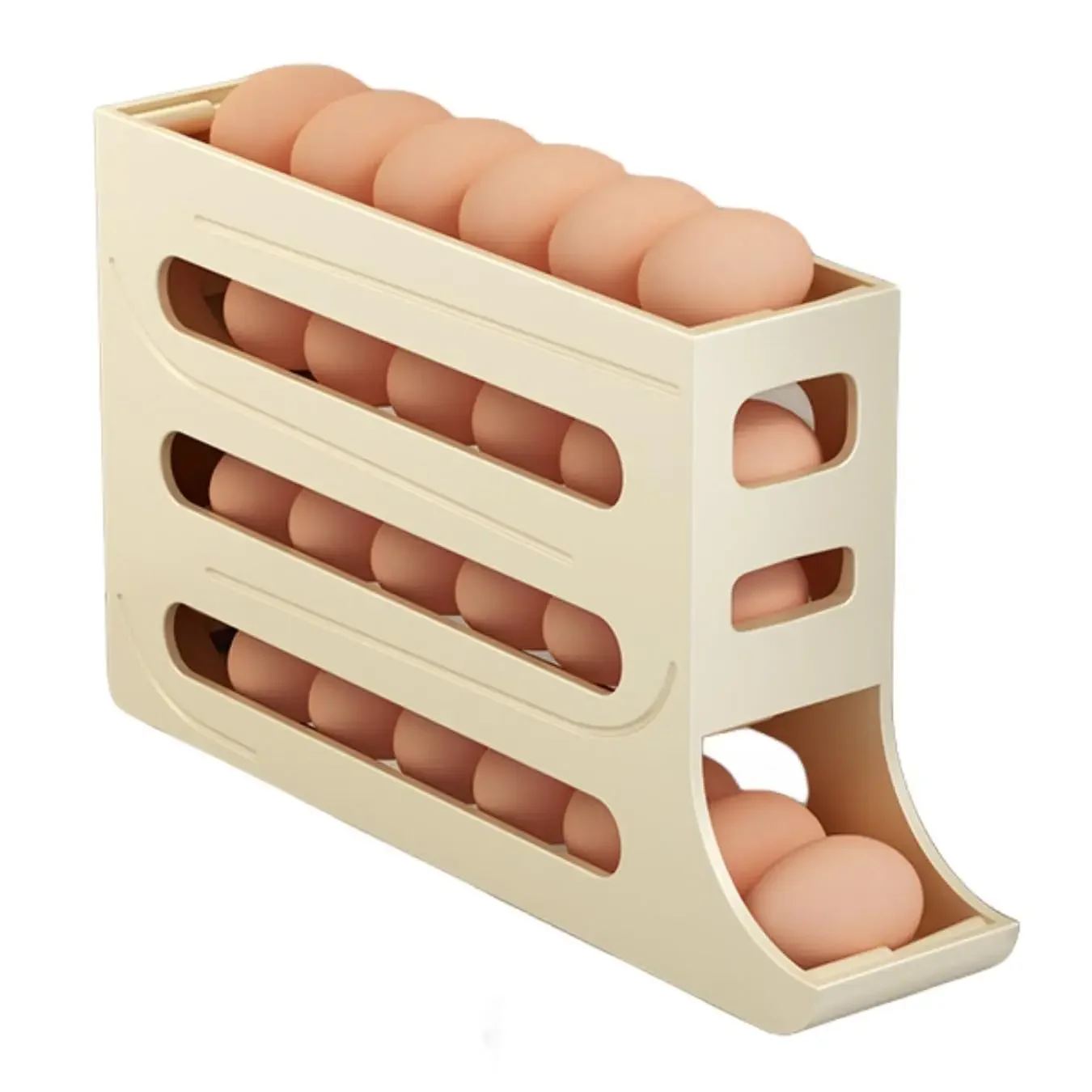 Egg Storage Box Household Rolling Slide Egg Holder Dispenser Kitchen 4-layer Oblique Mouth Automatic Assemblage Machine