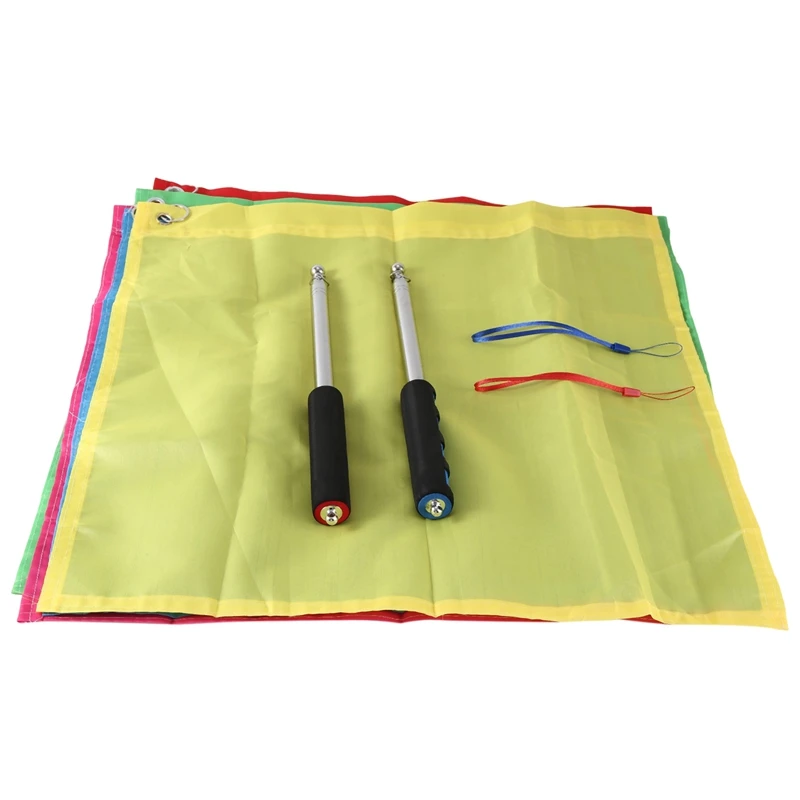 2 PCS Telescopic Flagpole 78.74Inch/2.0M Multicolor And 5PCS Horse Training Flag, Tour Guide Flag, Horse Flag Five Colors