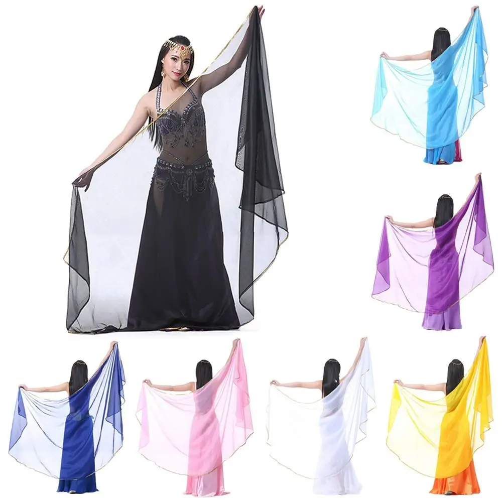 Fashion Light Belly Dance Veils Silk Long Latin Belly Dance Shawls Chiffon Women Scarf Dancing Scarf Show Costumes