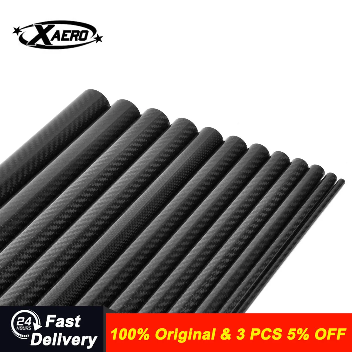 

Xaero 3K Carbon Fiber Tube 500mm Length 5/67/8/10/12/14/16/18/20/22/24/26/28/30/32/80mm Diameter for RC Airplane & Car Models
