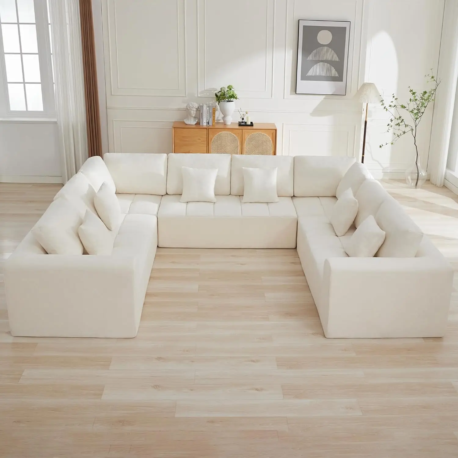 

Modular Sectional Sofa U Shape 8 Seat Memory Foam Chenille Living Room No Assembly Customized