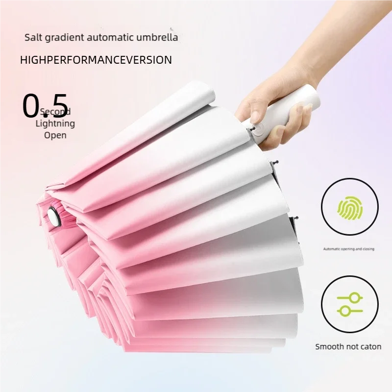 Folding Gradient Style Umbrella | Auto Open & Close | Windproof & UV Protection | One-Click Operation | Gradient Color