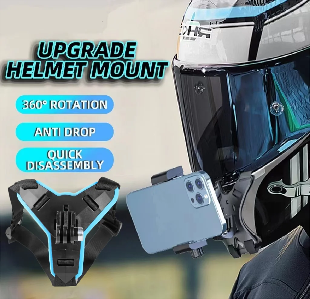 Helmet Strap Mount For Gopro Hero 11 10 9 8 7 6 5 4 Motorcycle Yi SJCAMA Ction Sports Camera Mount Full Face Holder Accessories