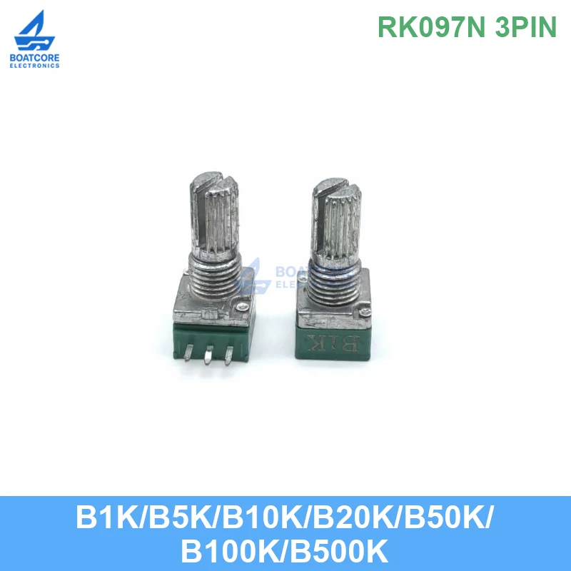 5PCS RK097N Potentiometers Industrial Switches 3Pin B1K 5K 10K 20K 50K 100K 250K 500K Audio Shaft 15mm Amplifier