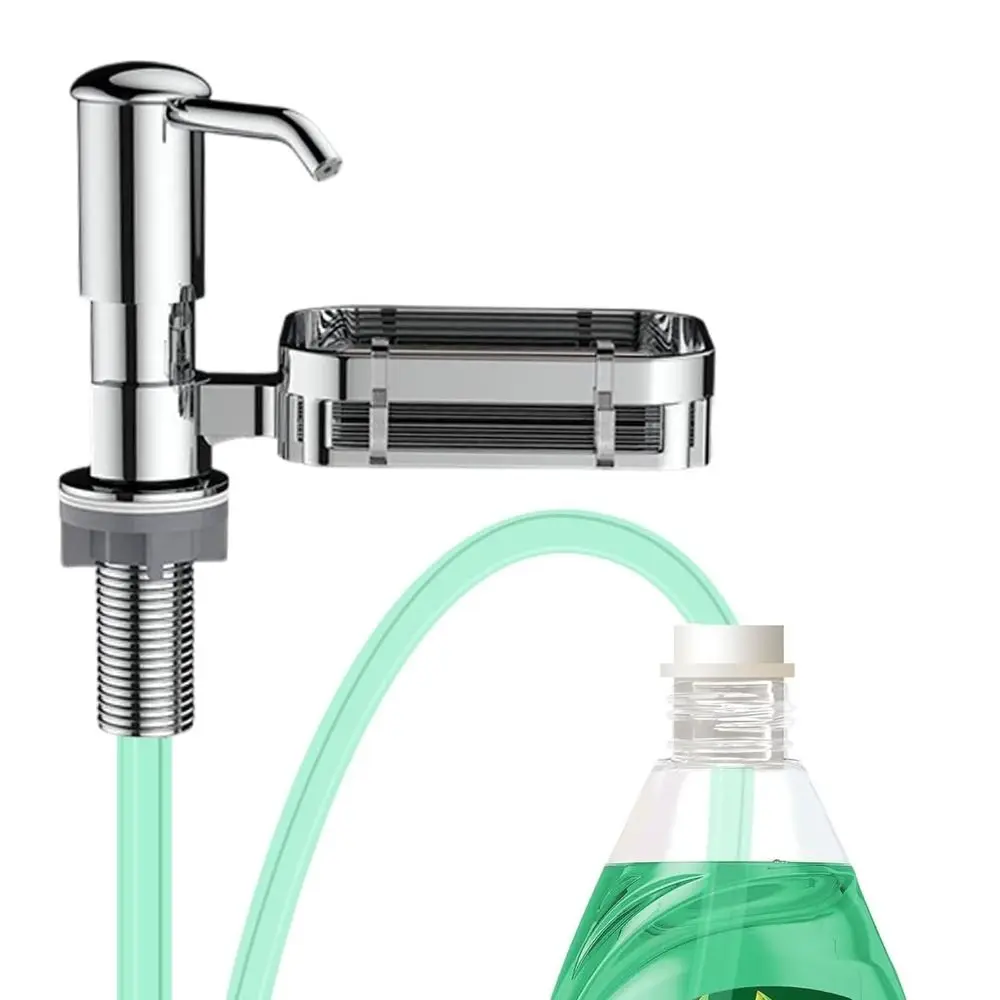 Brushed Nickel Built in Soap Dispenser Space Saving High Suction Power Soap Dispenser Pump Wear-resistance Rust-proof