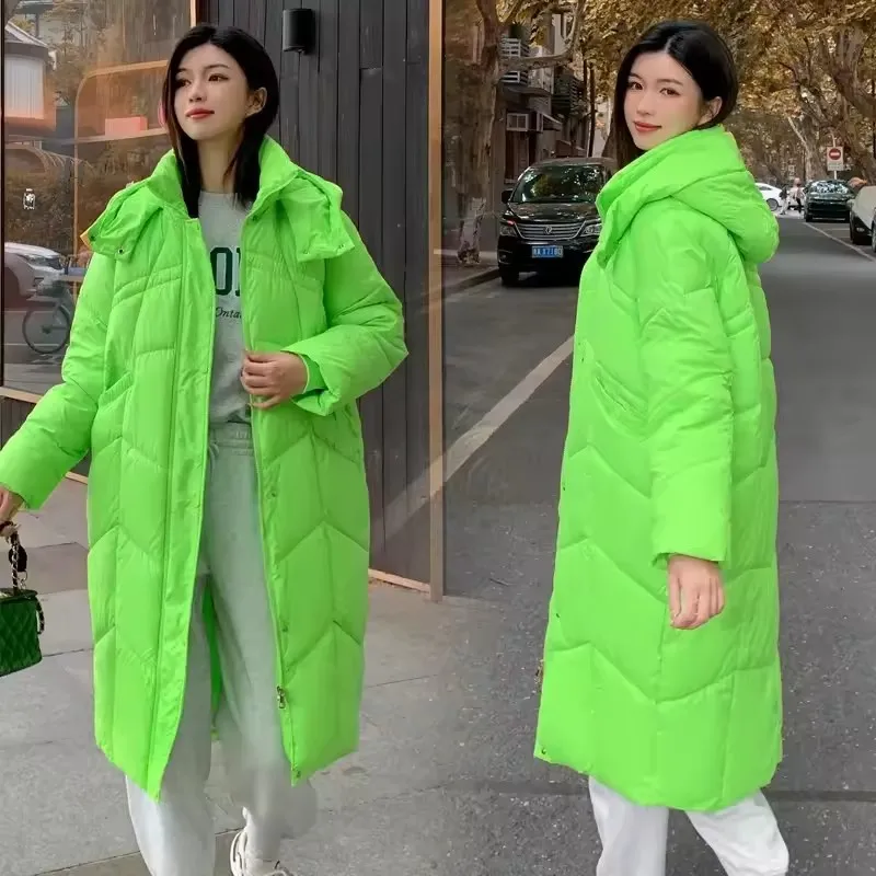 Loose Casual Thicken Warm Waterproof Female Outwear Winter Hooded Down Cotton Jacket Women Long Parkas