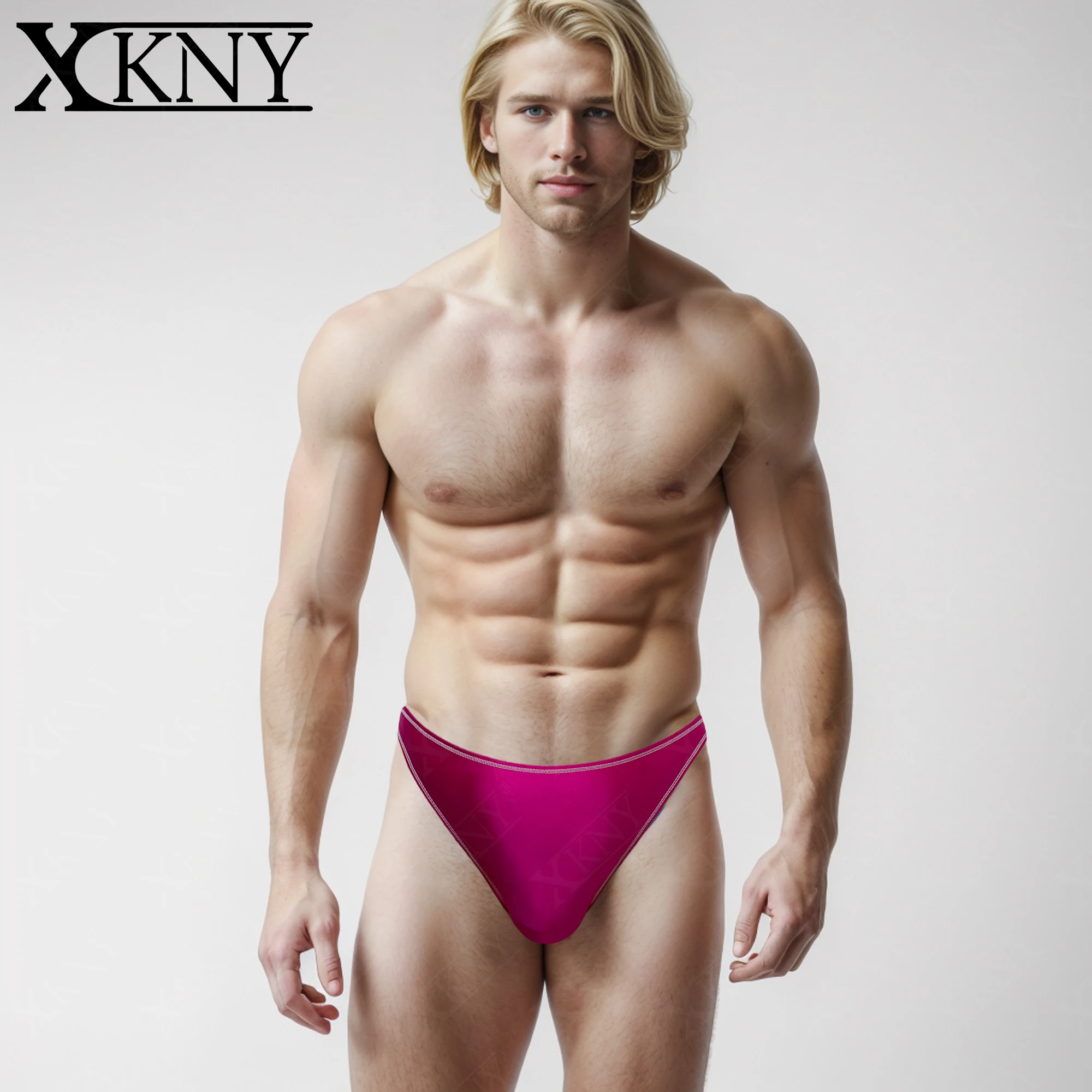 XCKNY satin men glossy underpants Silk Slippery High men Brief oily Contrasting edge shinny briefs