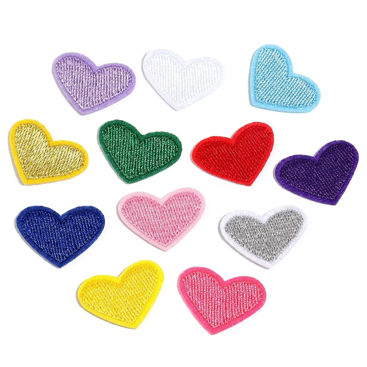 10pcs Polyester Love Heart Patches Embroidery Patches Iron On For DIY Crafts Backpack Clothing Hat Sewing Accessories Badge