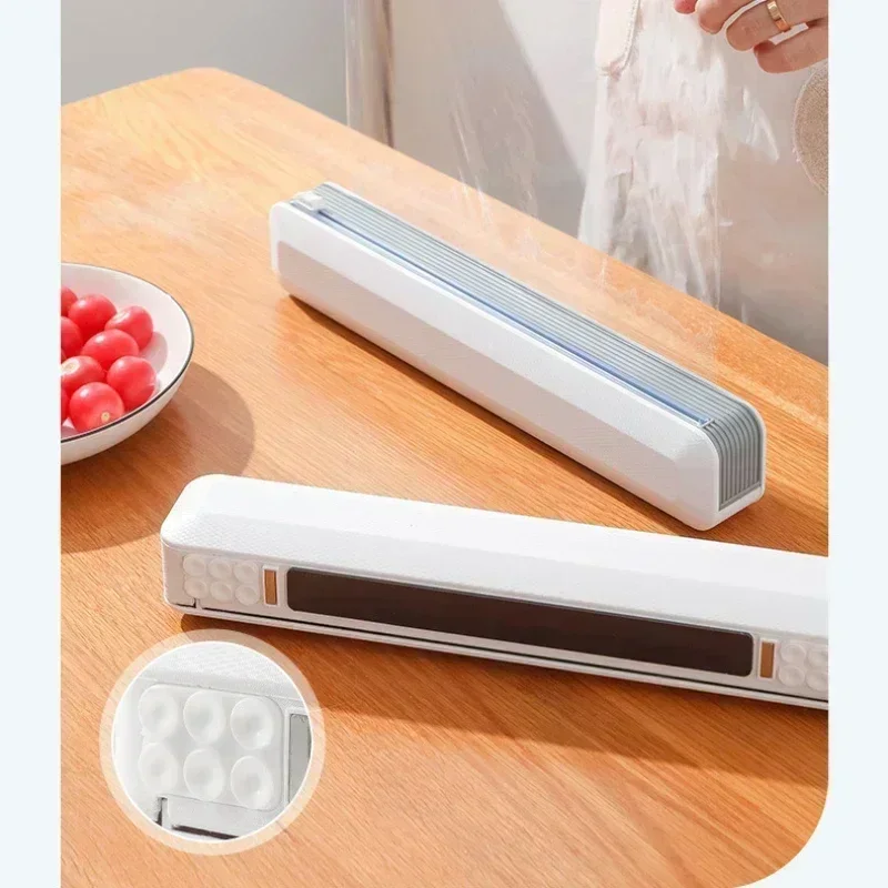 Kitchen Household Plastic Wrap Dispensers Magnetic Cling Film Cutter Storage Box Aluminum Foil Stretch Cutter Accessories