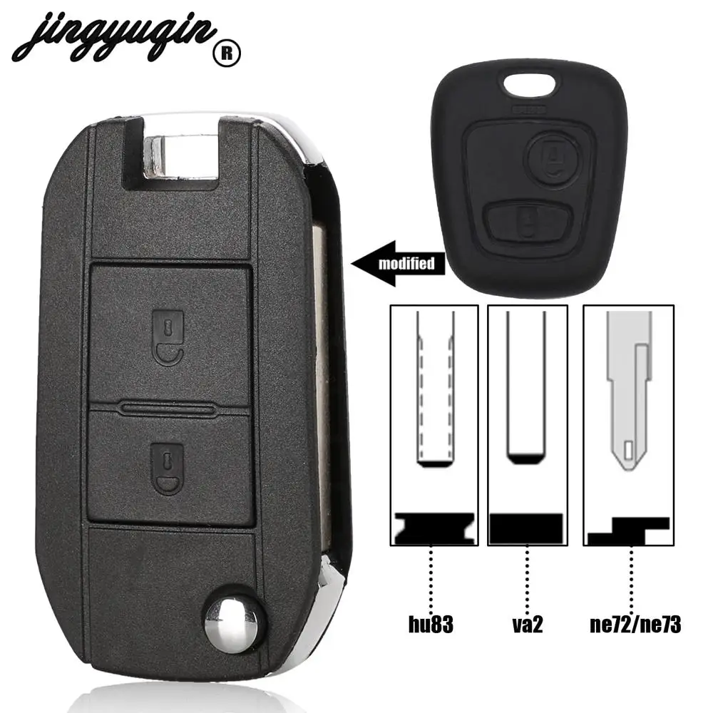 

jingyuqin Modified For Peugeot 307 Citroen C1 C2 C3 C4 C5 Folding Flip Remote Car Key Case Cover Shell Styling HU83/va2/ne72