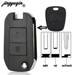 jingyuqin Modified For Peugeot 307 Citroen C1 C2 C3 C4 C5 Folding Flip Remote Car Key Case Cover Shell Styling HU83/va2/ne72