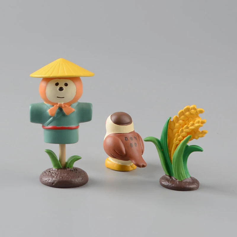 Zakka Grocery Autumn Wheat Harvest Scene Resin Scarecrow Cat Figurines Crafts Decoration DIY Desktop Home Micro Landscape Gift image 3