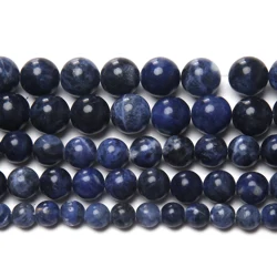 Natural Stone Old Blue Sodalite Round Loose Beads 15