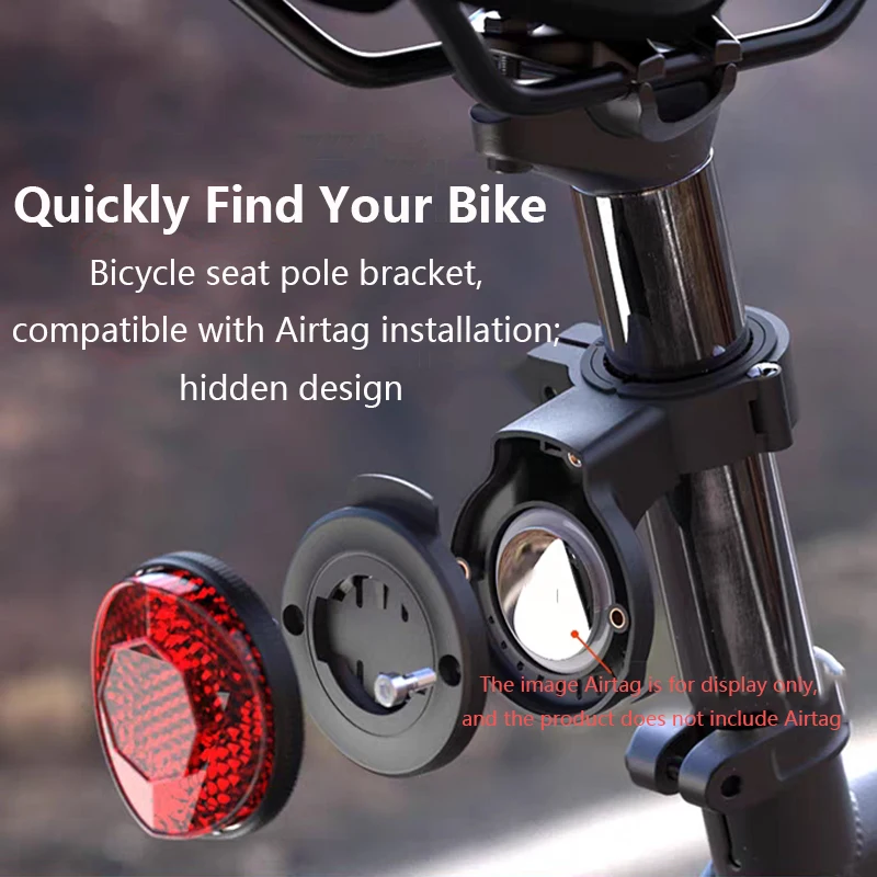 

Bike Mount for AirTag Hidden Bicycle Rear Reflector Anti-Theft Bicycle GPS Tracker Holder Seat Post Mount for Garmin Varia