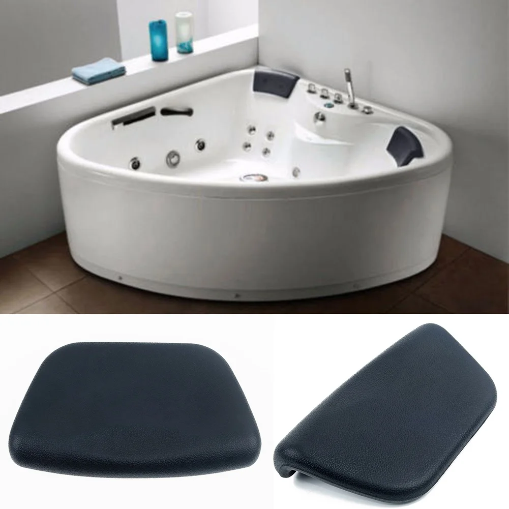 1pc Black PU Spa Bath Pillow Bathtub Headrest Neck Cushion Support Comfort Tub Holder Head Rest