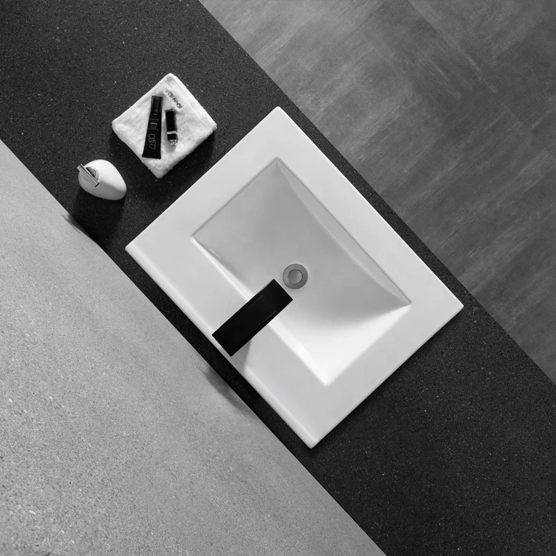 Hot Selling Modern Rectangular Cabinet Basin Pure White Drop-In Installation 5 Year Warranty Bathroom Sink Competitive Price