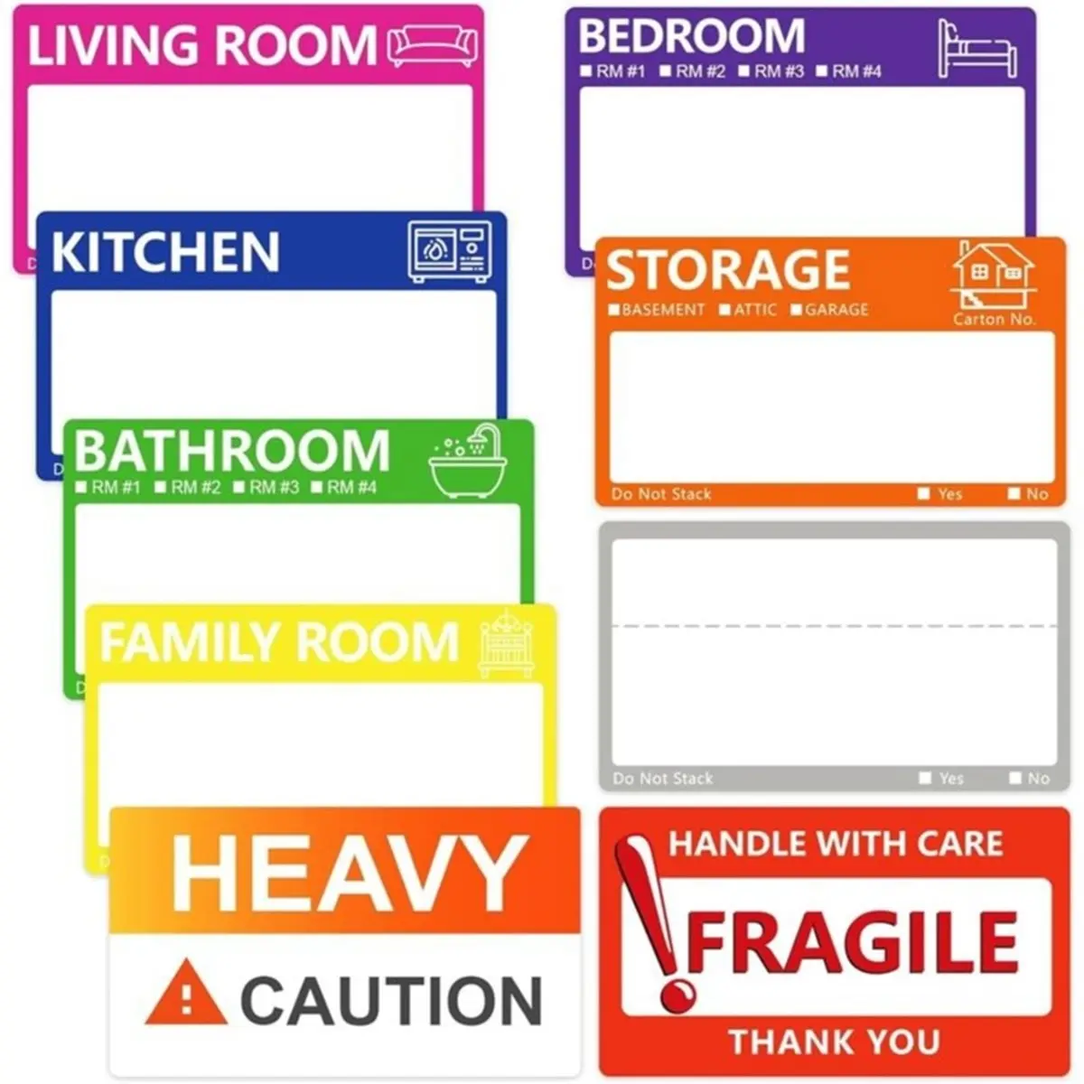 A56K 400PCS 3.5 X 2 Inch Large Moving Labels for Boxes,9Color Coded Moving Stickers, Packing Boxes for Moving Supplies Labels