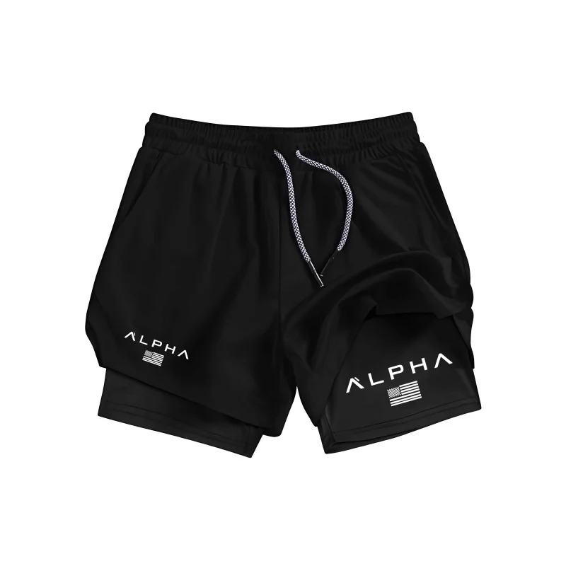 Pantalones cortos deportivos de doble capa para hombre de alta calidad de verano, pantalones cortos deportivos 2 en 1 para entrenamiento de gimnasia, pantalones cortos de entrenamiento de secado rápido