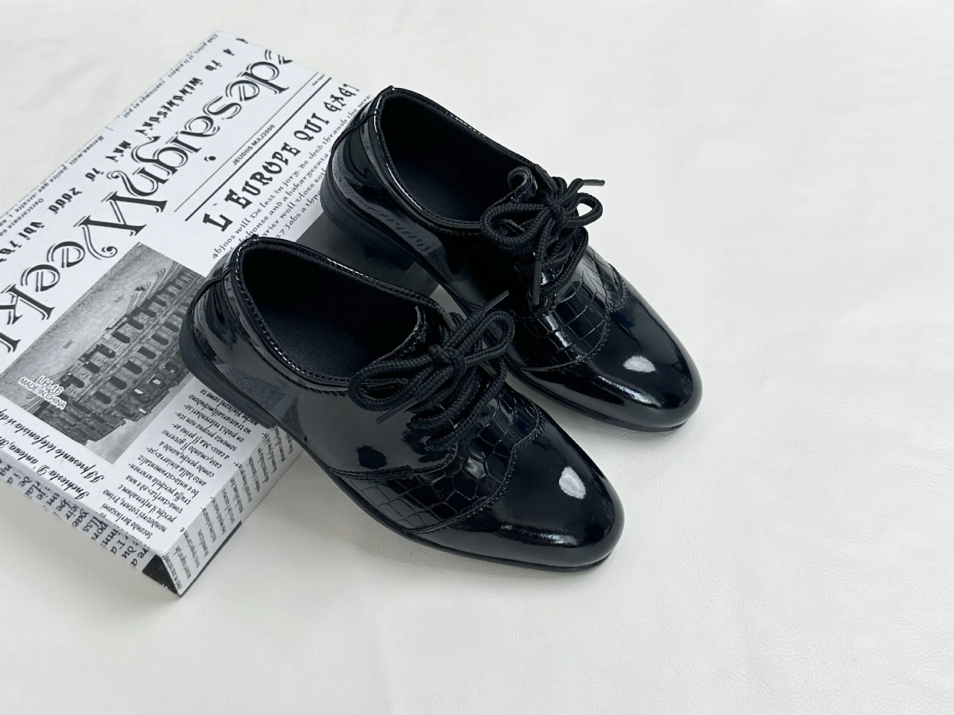 Kids'Casual Shoes Fashion Solid Color PU Leather Autumn Shoes For Boys Anti-slip Soft Bottom Breathable Black Size 26-42