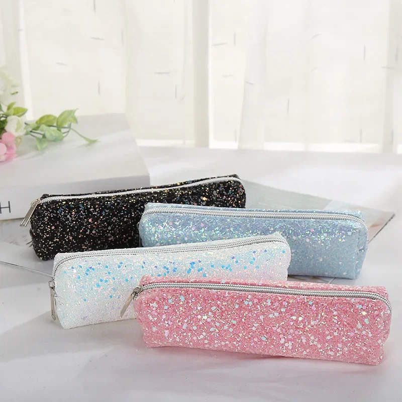 Kawaii Glitter Pencil Case Pencil Box Pencilcase Pencil Pouch Pen Bag Stationery Supplies Sequin Makeup Bag Cosmetic Bag