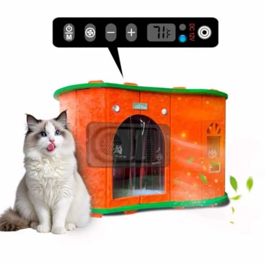 Casa para Gatos con Aire Acondicionado para Perros y Gatos Pequeños de hasta 15 Libras - Refugio para Mascotas Termoeléctrico para las 4 Estaciones con Modos Cálido y Fresco