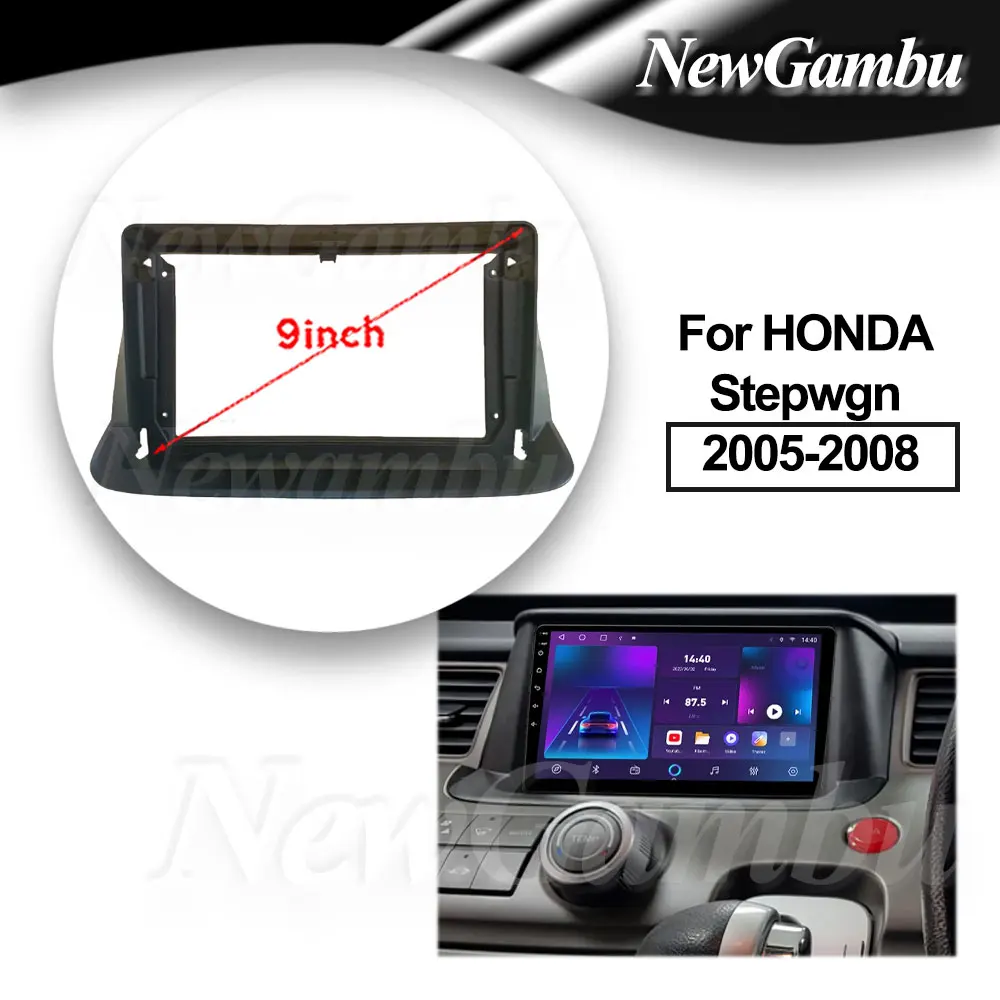 9 Inch Car Radio FIT For HONDA Stepwgn 2005-2008 Fascia Frame No Cable Kit Install Console Panel Plastic Fascia Dashboard Plane