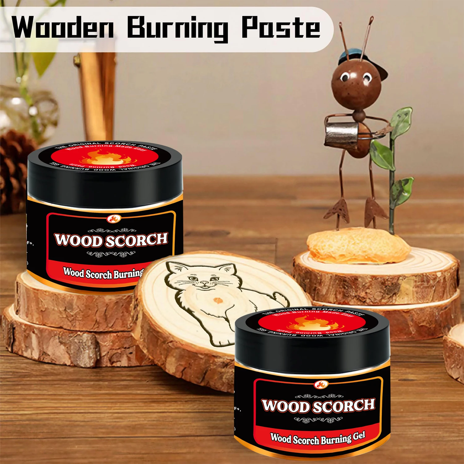 Wooden Burning Paste, Wood Burn Gel for Crafting, Drawing and DIY Arts, Create Beautiful Art in Minutes, Personalize Your Craft