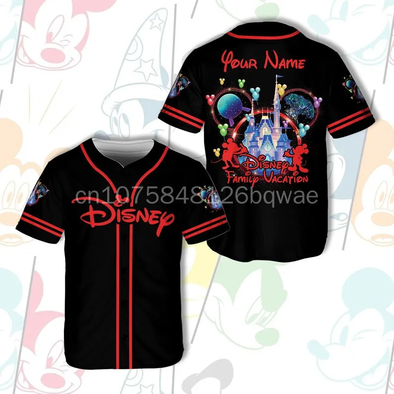 New Custom Ddisneyland Baseball Jersey Disneyland Vacation Matching Rainbow Black Disney Baseball Shirt