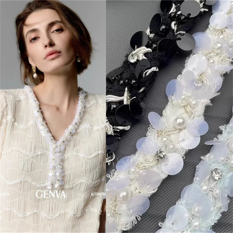 

New Sequin Strand Rope Hand Woven Ribbon Lace Accessories DIY Tweed Clothing Collar Placket Cuffs Hat Decorative Sewing Material