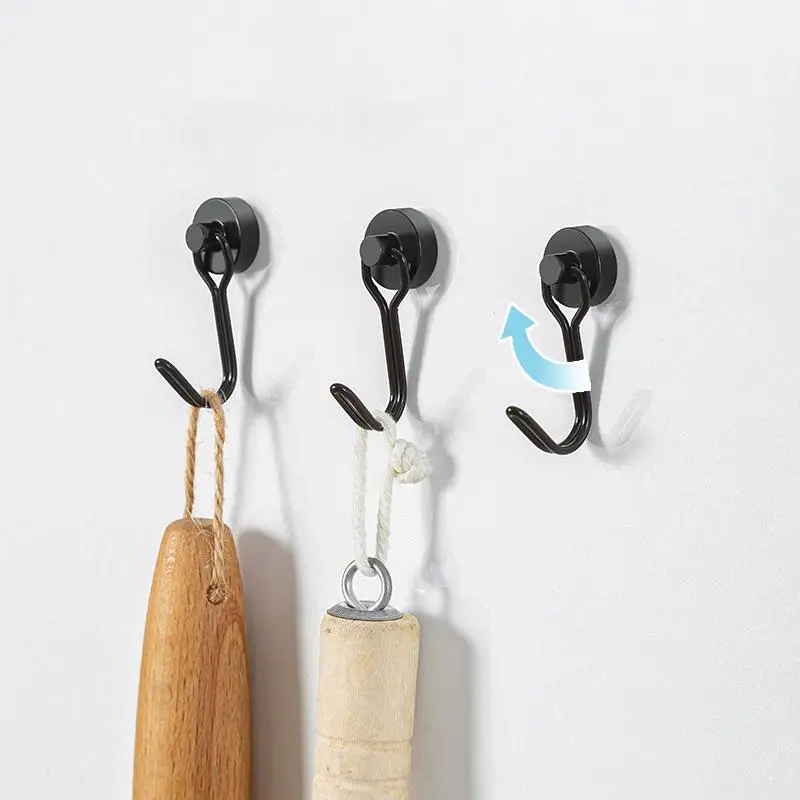360° Rotating Heavy Duty Magnetic Hooks 2Pcs Swivel Strong Magnet for Home Wall Fridge Hanging Small Items