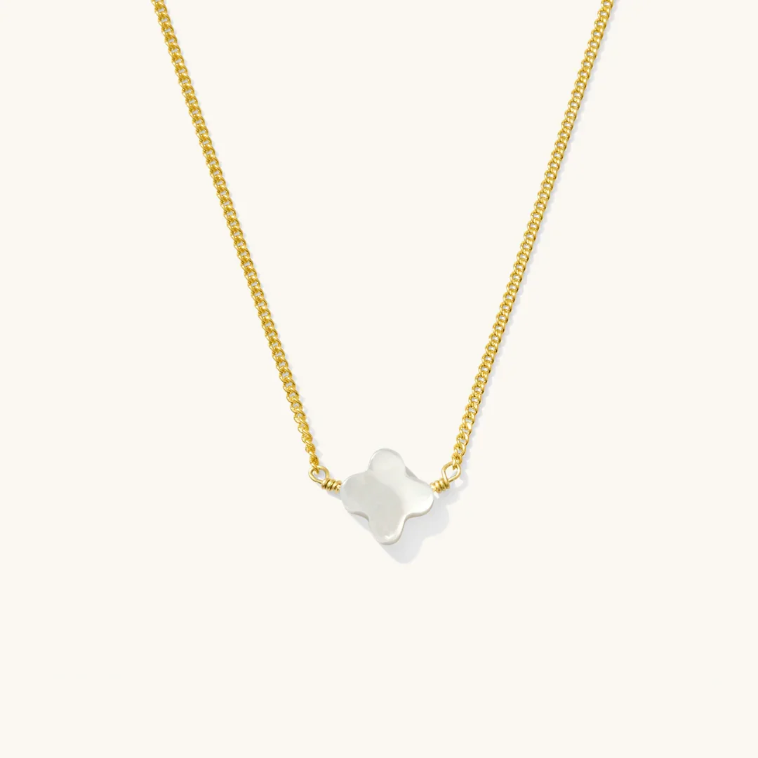 14K Gold Filled Pearl Clover Necklace Handmade Dainty Mother of pearl clover Choker Tarnish Resistant Jewelry Gifts for women