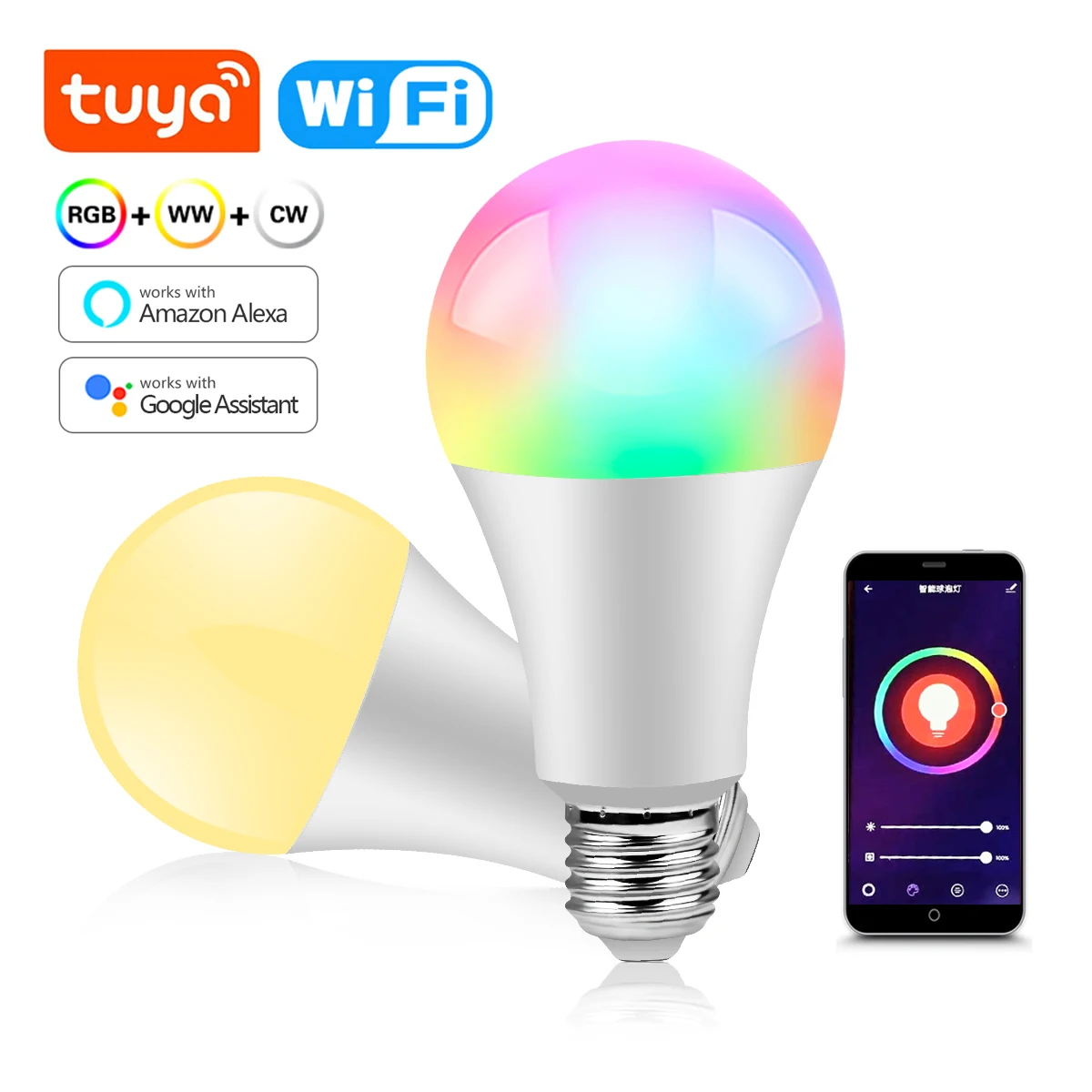 

Светодиодная лампа Tuya Smart Life 220 В 15 Вт WiFi E27 GU10 E14 Светодиодная лампа-свеча RGB APP Alexa Google Assisatnt Прожектор с голосовым управлением