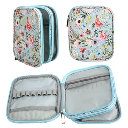Empty Knitting Needles Storage Bag with Flower Pattern Crochet Hooks Knitting Kit Case Organizer Bag for Sewing Accessories Kit