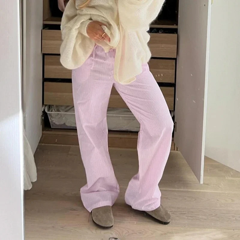 

Casual Wide Leg Pants High Waist Drawstring Striped Patchwork Beach Holiday Loose Long For Women Summer Resort Travel Cozy Chic