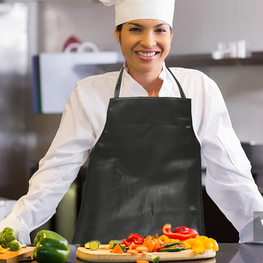 

1 Piece Waterproof PU Apron Black 100x65cm Oil Resistant Kitchen Gardening Butcher Workwear Comfortable Cooking