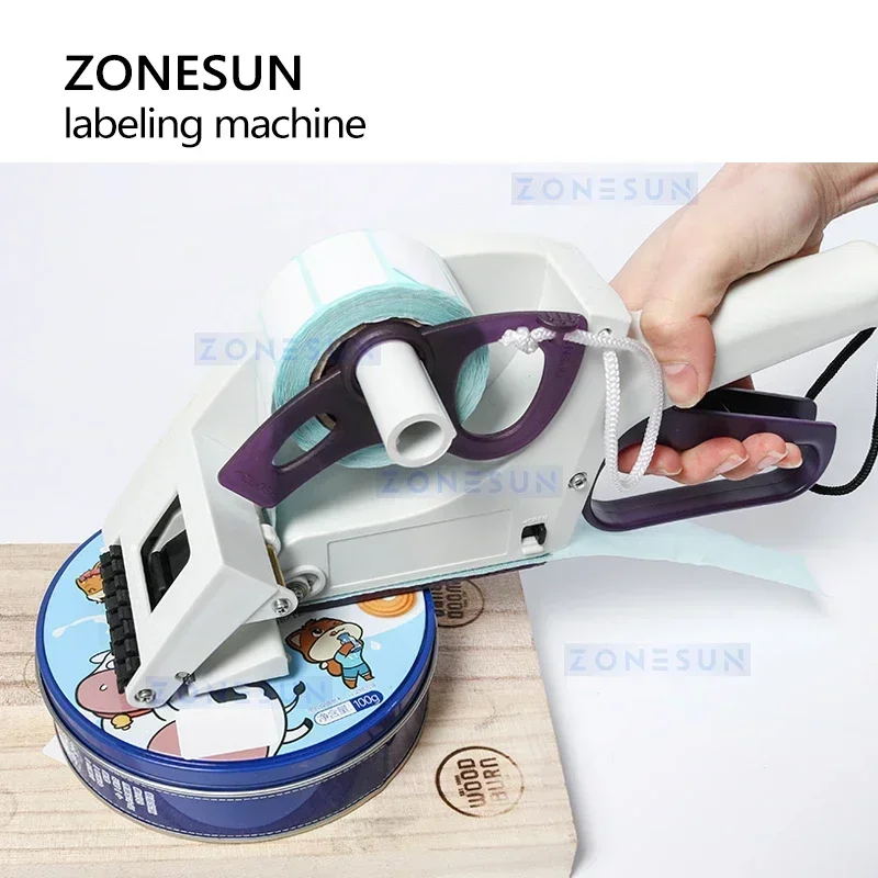 ZONESUN Manual Labeling Machine Round Bottle Adhesive Sticker Handheld Price Tag Labeller Flat Labeller YH60