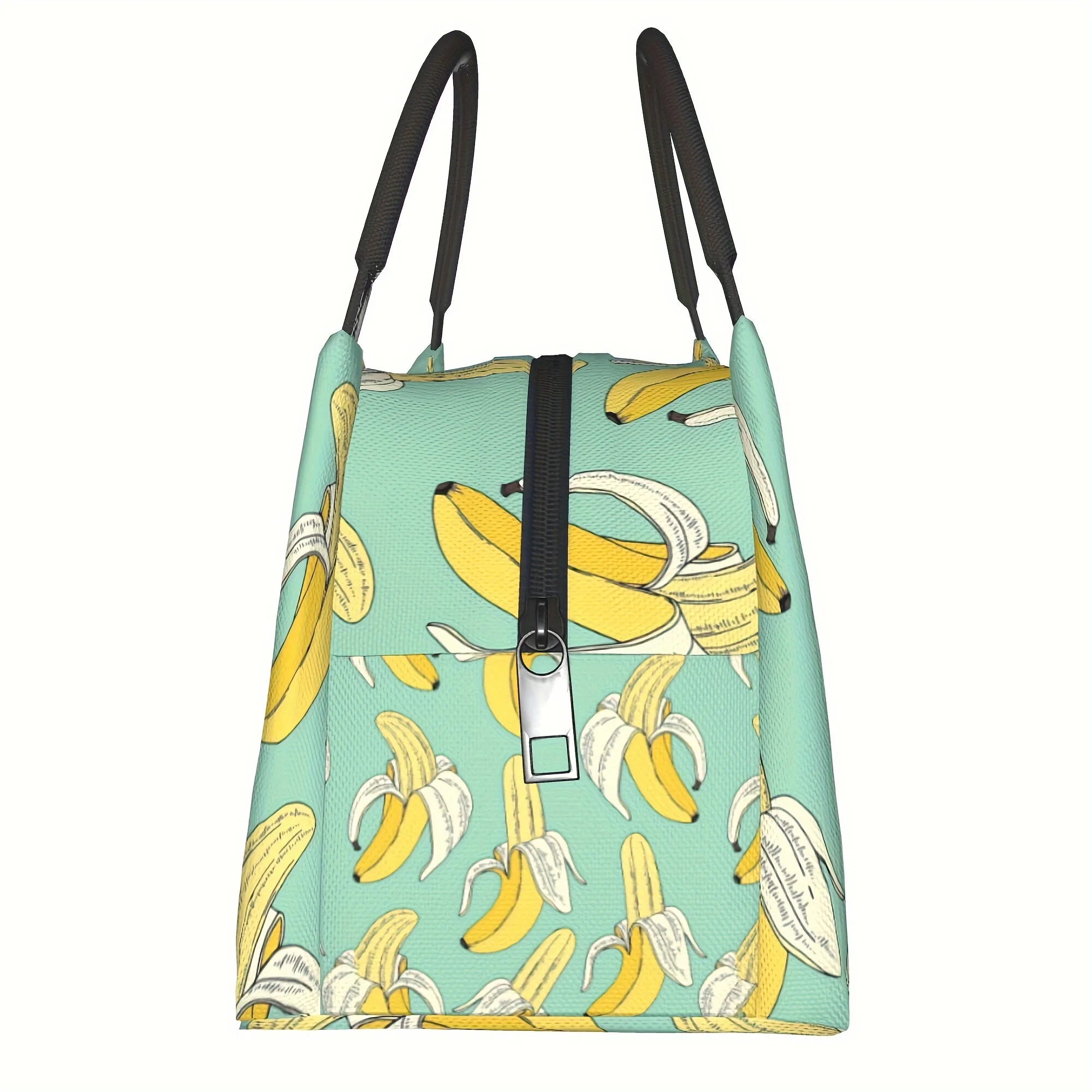 Banana Pattern Insulated Lunch Bag Reusable Large Cooler Handbag for Office Work Travel Picnic
