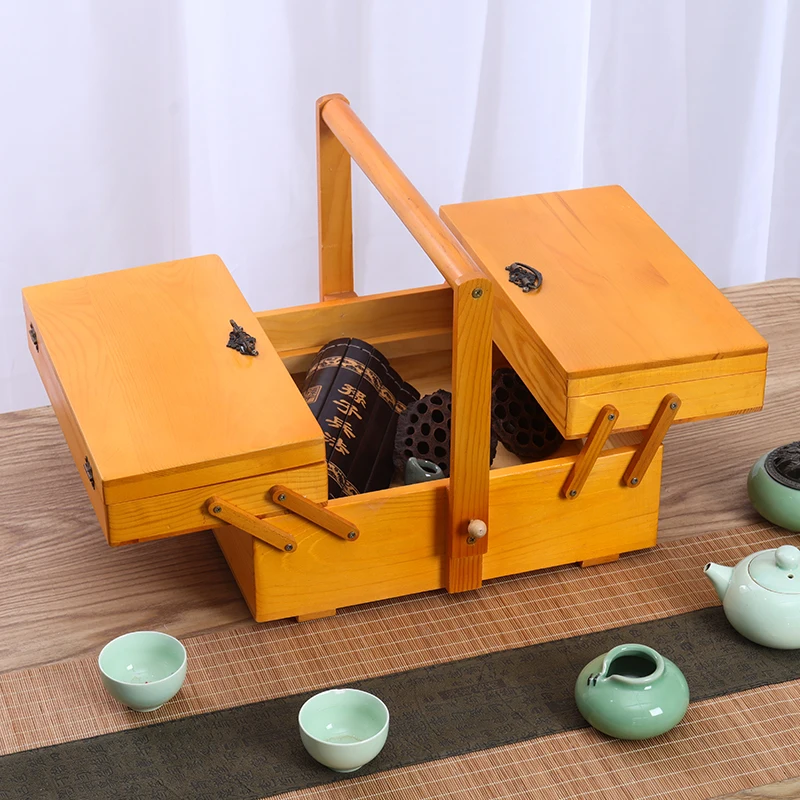 

Многослойный ящик-органайзер со складной ручкой, ящик для хранения, деревянный настольный ящик для инструментов, отдельный шкаф для домашней мастерской