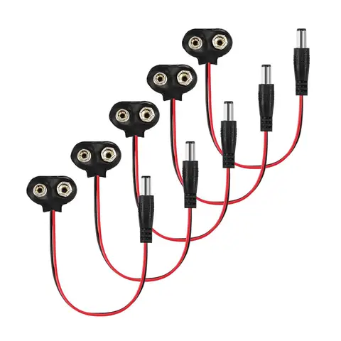 Connecteur de batterie 9V, Clip en cuir d'alimentation Arduino avec prise mâle centrale Positive 2.1x5.5mm, Type T pour bande LED Arduino